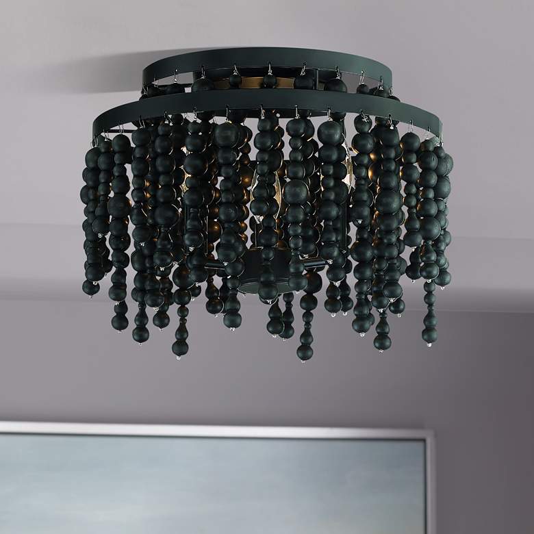 Image 1 Crystorama Poppy 15" Wide Matte Black 3-Light Ceiling Light