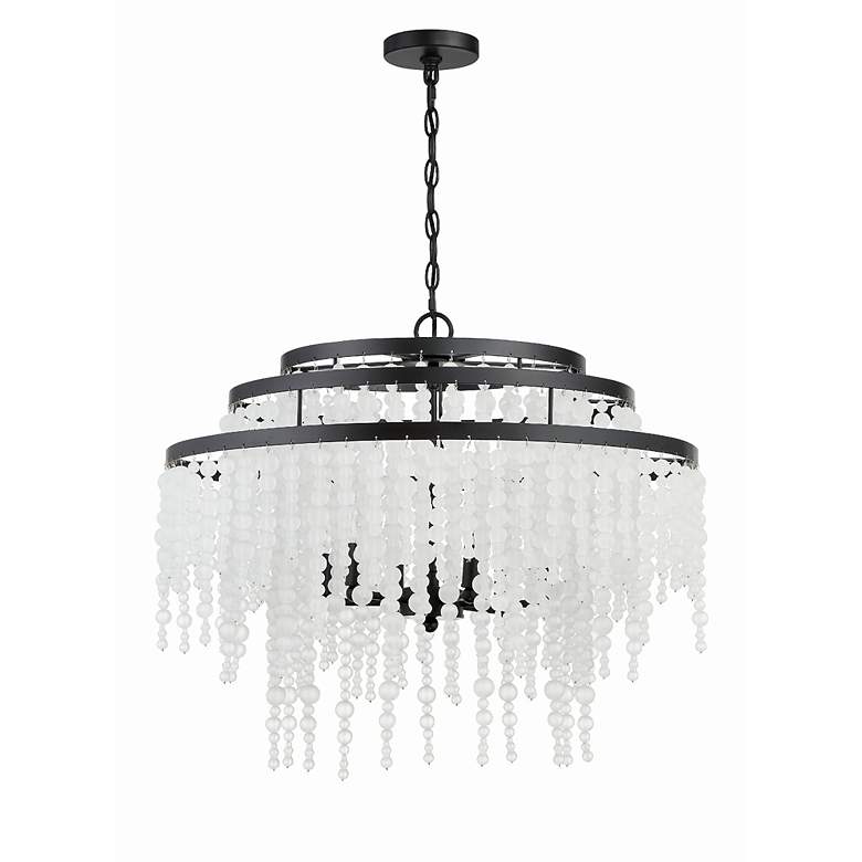 Image 4 Crystorama Poppy 26 1/2 inch Matte Black Beaded Glass 6-Light Chandelier more views