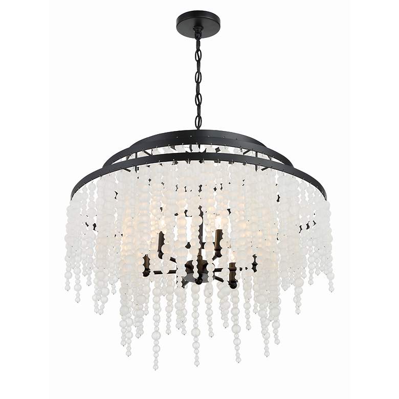 Image 5 Crystorama Poppy 26 1/2 inch Matte Black Beaded Glass 6-Light Chandelier more views