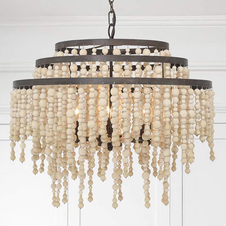 Image 1 Crystorama Poppy 26 1/2"W Forged Bronze 6-Light Chandelier
