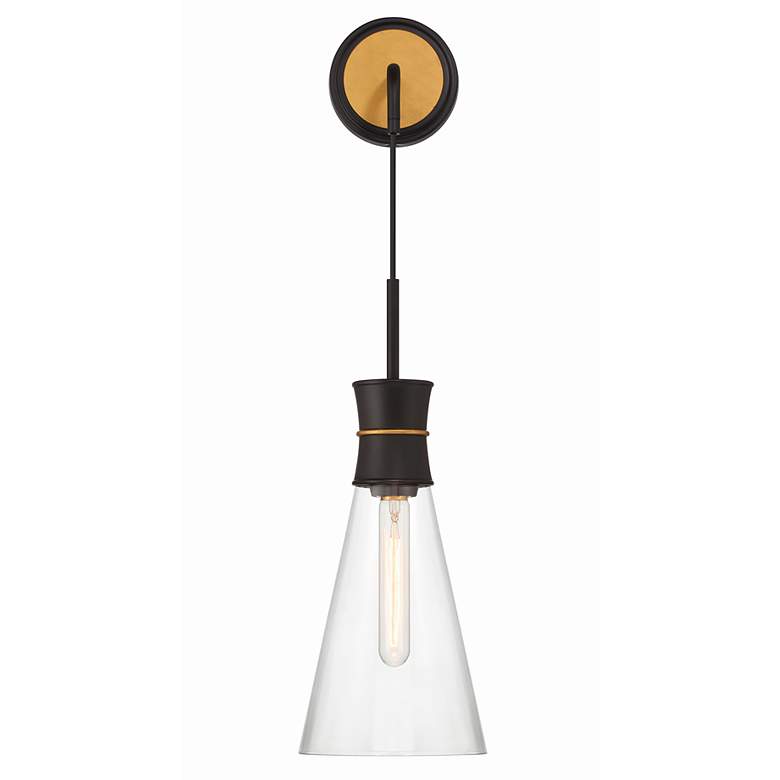 Image 2 Crystorama Quinn 1 Light Matte Black + Textured Gold Sconce