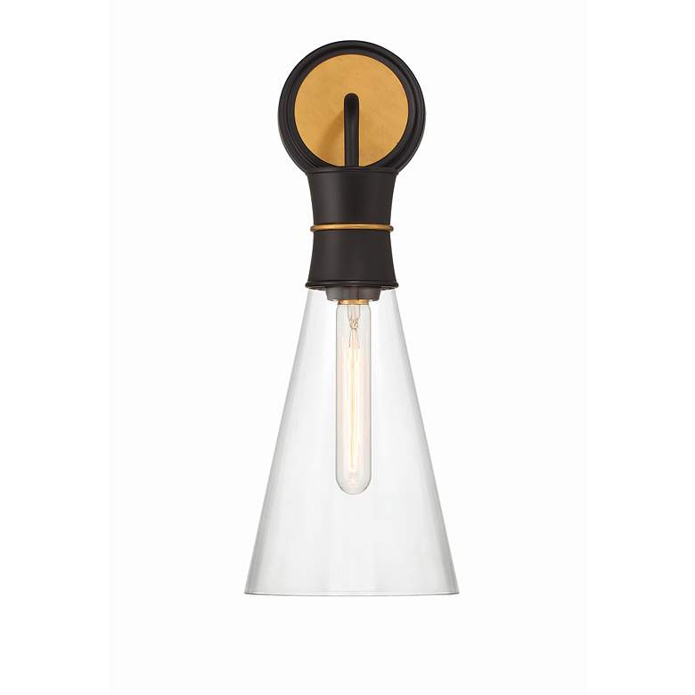 Image 3 Crystorama Quinn 1 Light Matte Black + Textured Gold Sconce more views