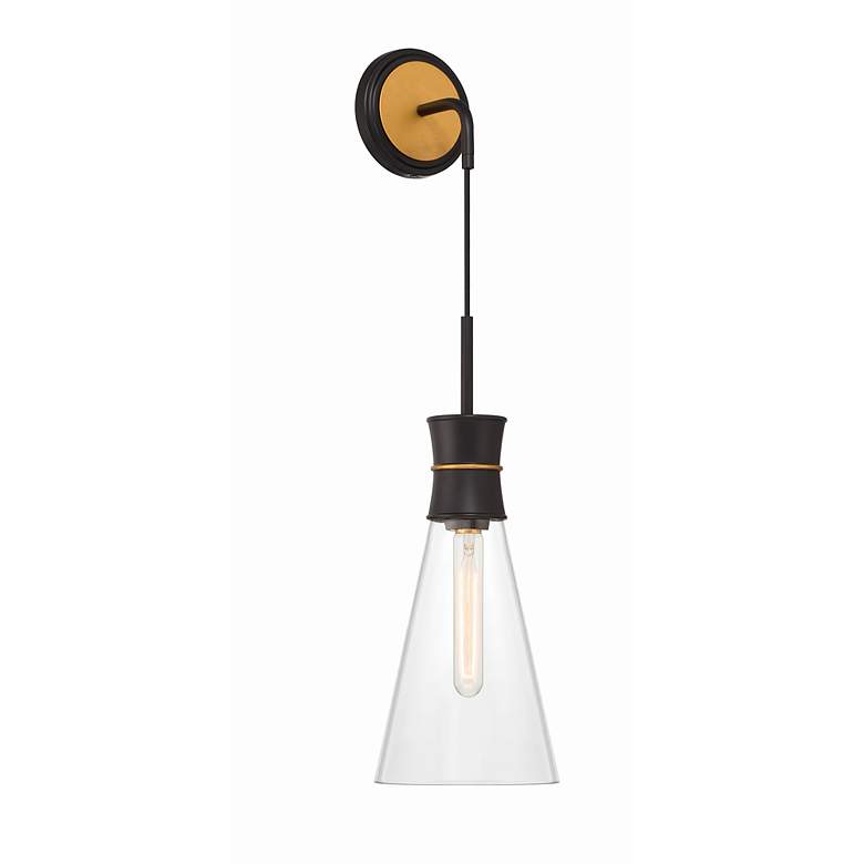Image 4 Crystorama Quinn 1 Light Matte Black + Textured Gold Sconce more views