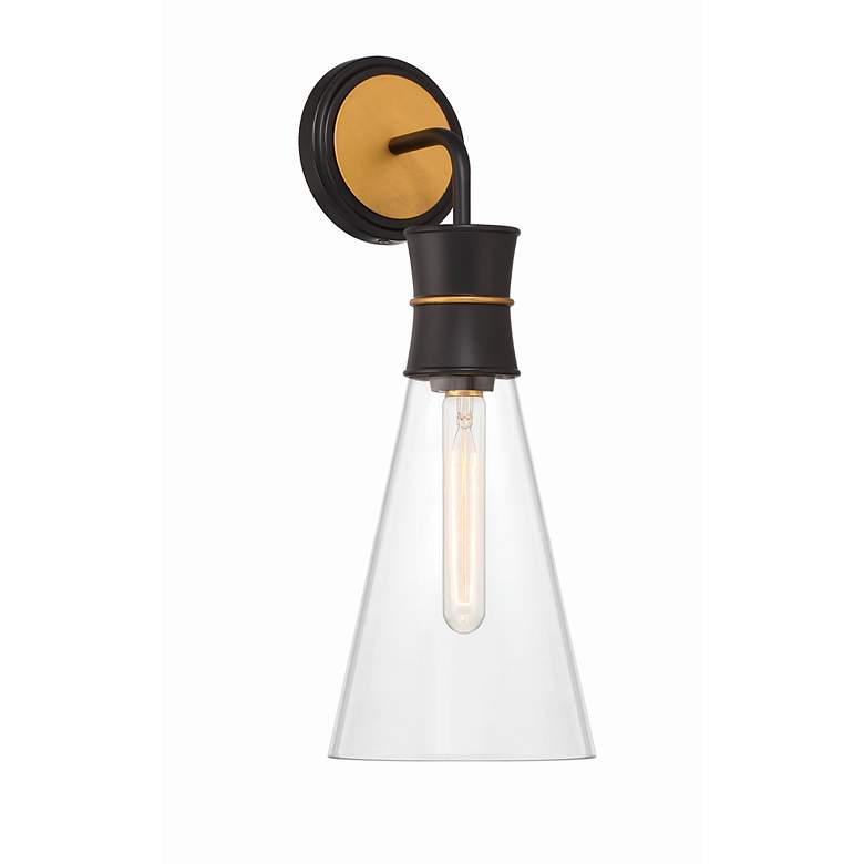 Image 6 Crystorama Quinn 1 Light Matte Black + Textured Gold Sconce more views