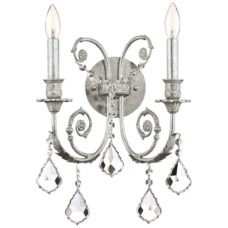 Crystorama Regis 15&quot; High Olde Silver 2-Light Wall Sconce