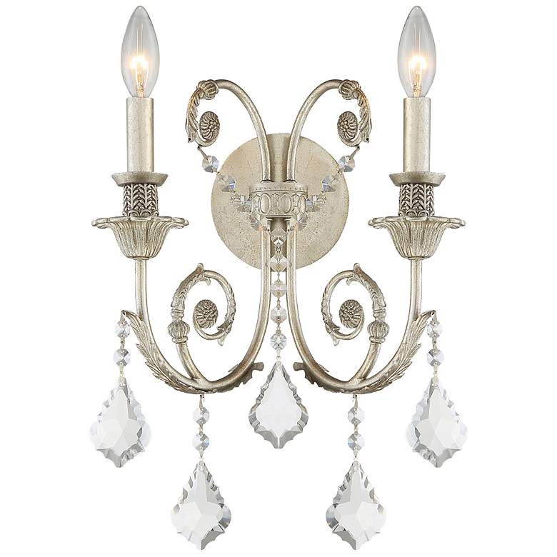 Image 1 Crystorama Regis 15" High Olde Silver 2-Light Wall Sconce