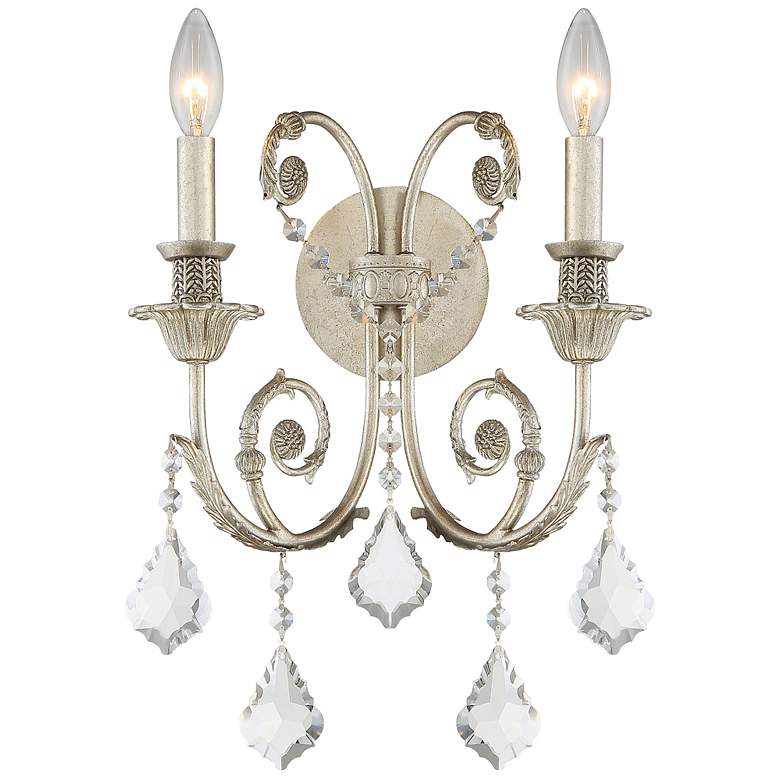 Image 1 Crystorama Regis 15 inch High Olde Silver 2-Light Wall Sconce