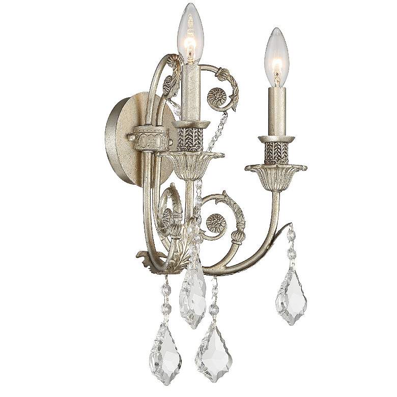 Image 2 Crystorama Regis 15 inch High Olde Silver 2-Light Wall Sconce more views