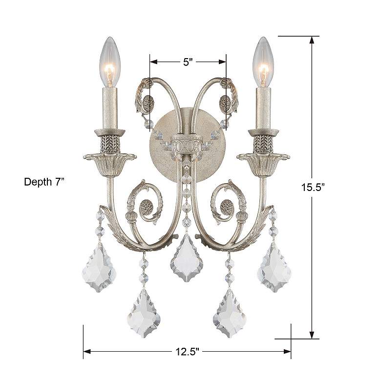 Image 4 Crystorama Regis 15" High Olde Silver 2-Light Wall Sconce more views