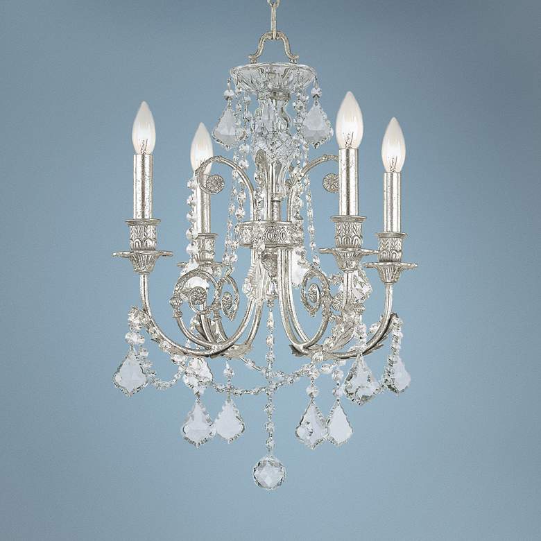 Image 1 Crystorama Regis 17 1/2 inch Wide Olde Silver Crystal 4-Light Chandelier