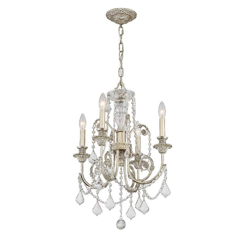 Image 3 Crystorama Regis 17 1/2 inch Wide Olde Silver Crystal 4-Light Chandelier more views