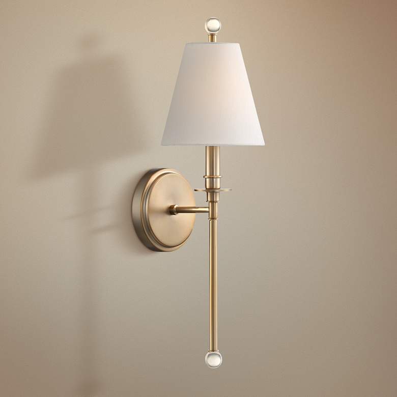 Image 1 Crystorama Riverdale 14 1/2 inch High Aged Brass Wall Sconce