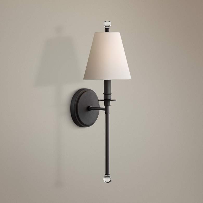 Image 1 Crystorama Riverdale 14 1/2 inch High Black Forged Wall Sconce