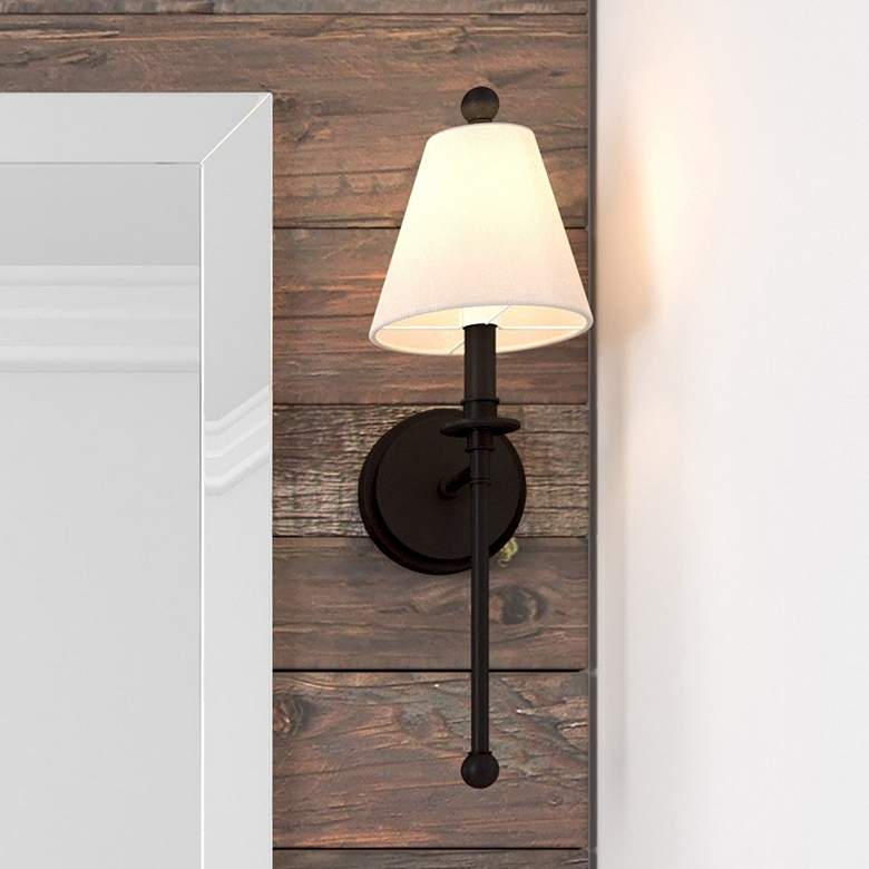 Image 1 Crystorama Riverdale 14 1/2 inch High Black Forged Wall Sconce