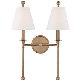 Image1 of Crystorama Riverdale 14 1/2"H Aged Brass 2-Light Wall Sconce