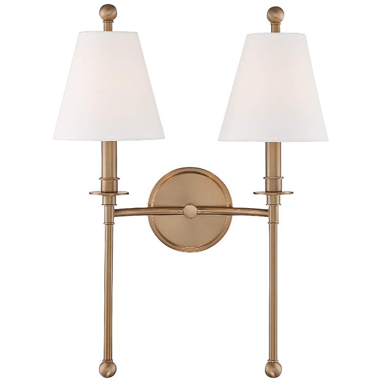 Image 1 Crystorama Riverdale 14 1/2 inchH Aged Brass 2-Light Wall Sconce