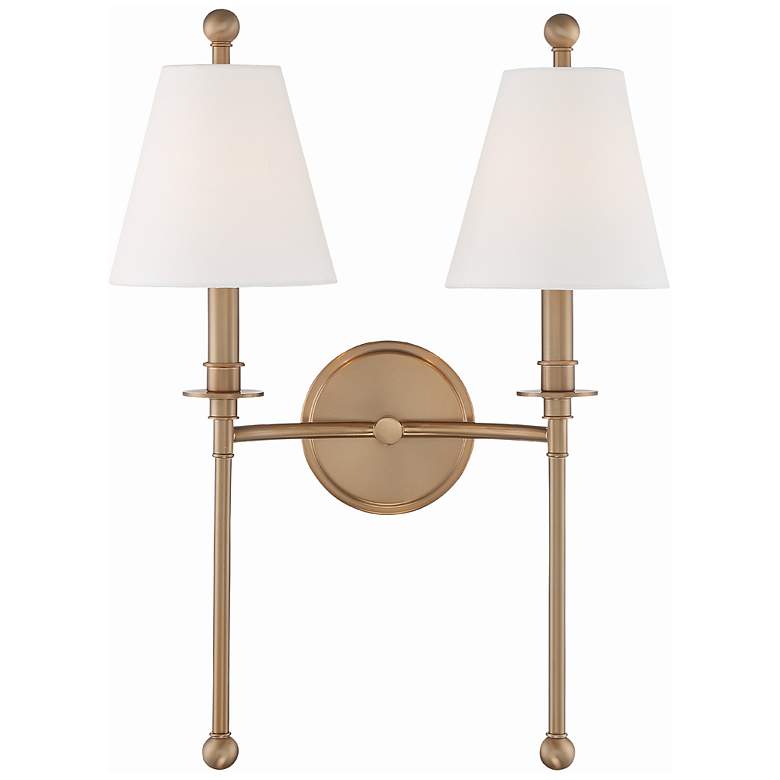 Image 1 Crystorama Riverdale 14 1/2"H Aged Brass 2-Light Wall Sconce