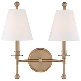 Image2 of Crystorama Riverdale 14 1/2"H Aged Brass 2-Light Wall Sconce more views