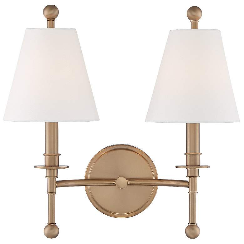 Image 2 Crystorama Riverdale 14 1/2 inchH Aged Brass 2-Light Wall Sconce more views
