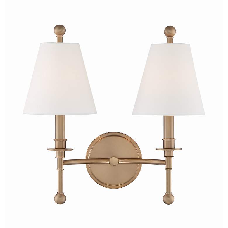 Image 2 Crystorama Riverdale 14 1/2"H Aged Brass 2-Light Wall Sconce more views