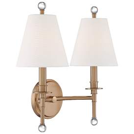 Image3 of Crystorama Riverdale 14 1/2"H Aged Brass 2-Light Wall Sconce more views