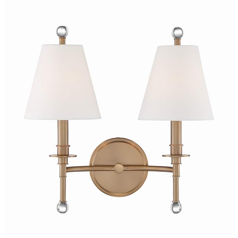 Image 3 Crystorama Riverdale 14 1/2"H Aged Brass 2-Light Wall Sconce more views