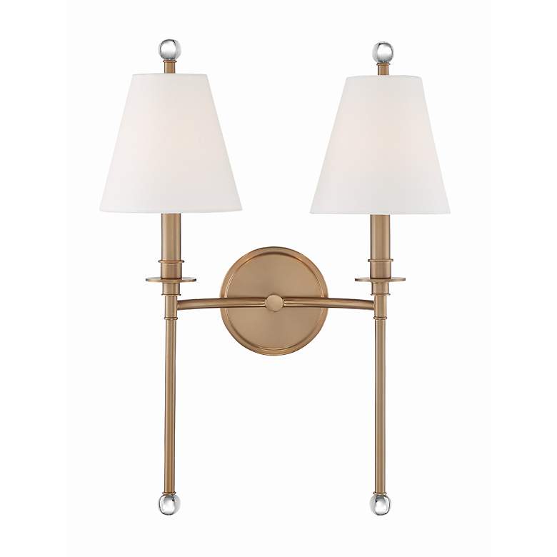 Image 4 Crystorama Riverdale 14 1/2"H Aged Brass 2-Light Wall Sconce more views