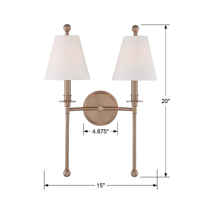 Image 5 Crystorama Riverdale 14 1/2"H Aged Brass 2-Light Wall Sconce more views
