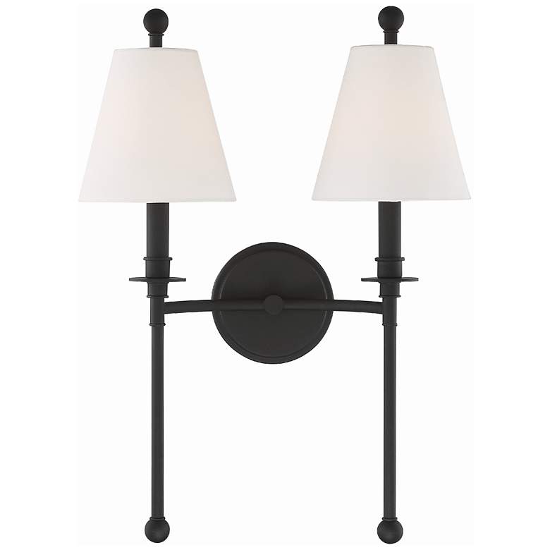 Image 1 Crystorama Riverdale 14 1/2"H Black Forged 2-Light Wall Sconce