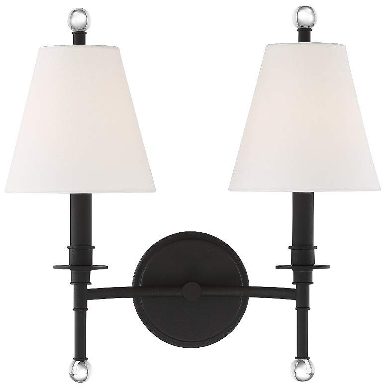 Image 2 Crystorama Riverdale 14 1/2 inchH Black Forged 2-Light Wall Sconce more views