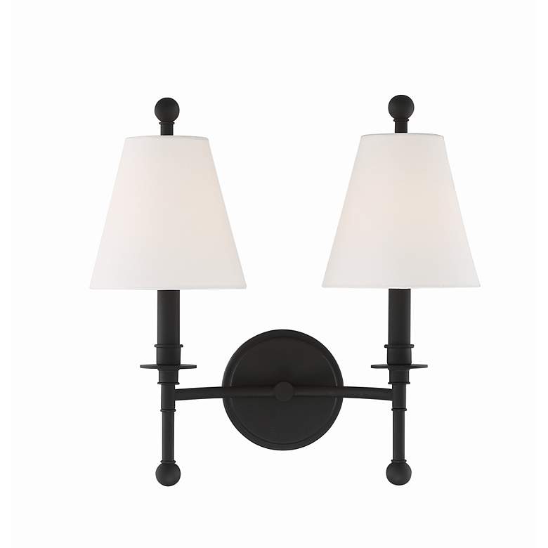 Image 2 Crystorama Riverdale 14 1/2"H Black Forged 2-Light Wall Sconce more views