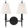 Crystorama Riverdale 14 1/2"H Black Forged 2-Light Wall Sconce
