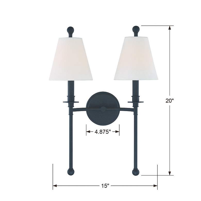 Image 5 Crystorama Riverdale 14 1/2"H Black Forged 2-Light Wall Sconce more views