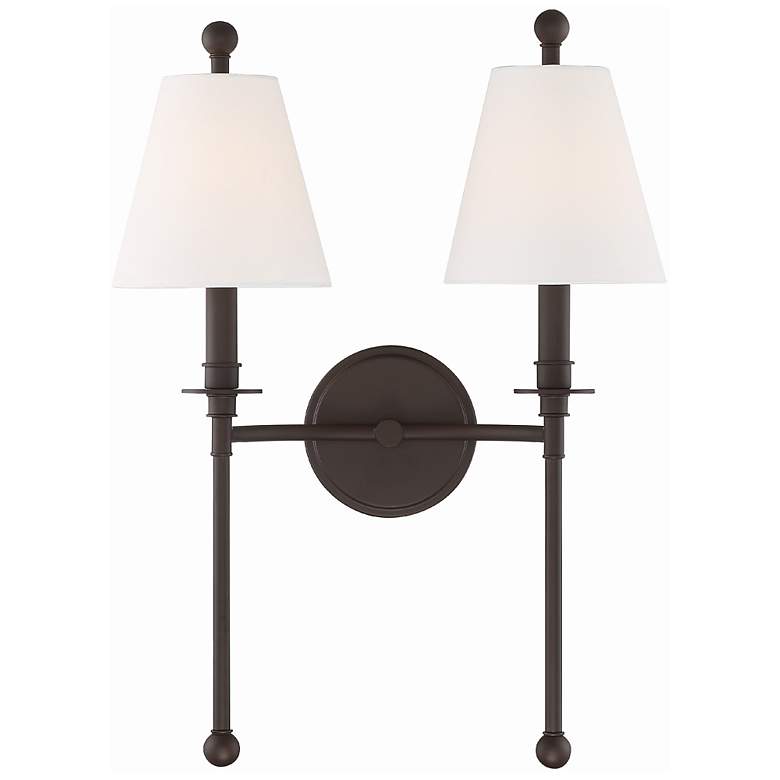 Image 1 Crystorama Riverdale 14 1/2"H Dark Bronze 2-Light Wall Sconce