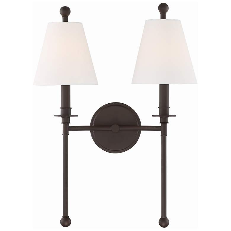 Image 1 Crystorama Riverdale 14 1/2 inchH Dark Bronze 2-Light Wall Sconce