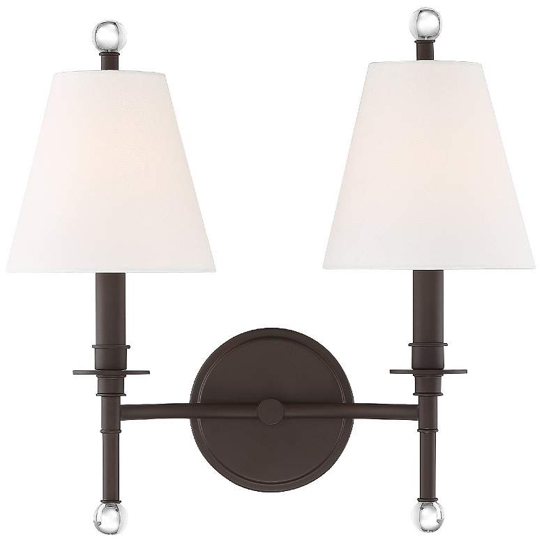 Image 2 Crystorama Riverdale 14 1/2 inchH Dark Bronze 2-Light Wall Sconce more views