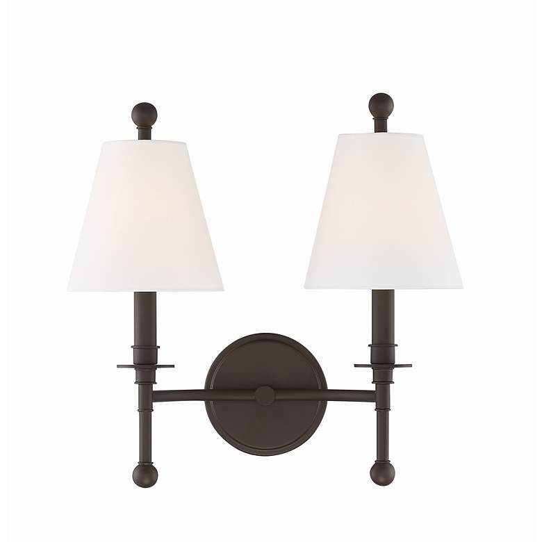 Image 2 Crystorama Riverdale 14 1/2 inchH Dark Bronze 2-Light Wall Sconce more views