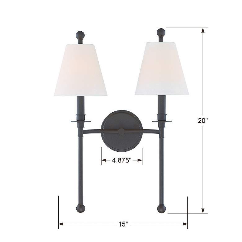 Image 5 Crystorama Riverdale 14 1/2"H Dark Bronze 2-Light Wall Sconce more views