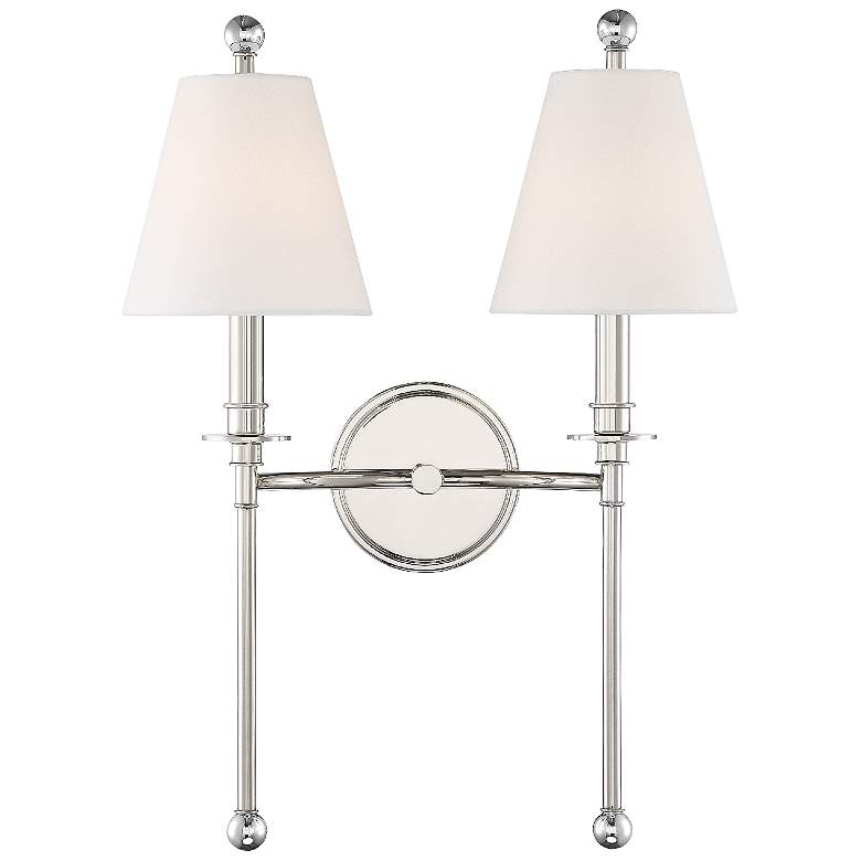 Image 1 Crystorama Riverdale 14 1/2"H Polished Nickel 2-Light Wall Sconce