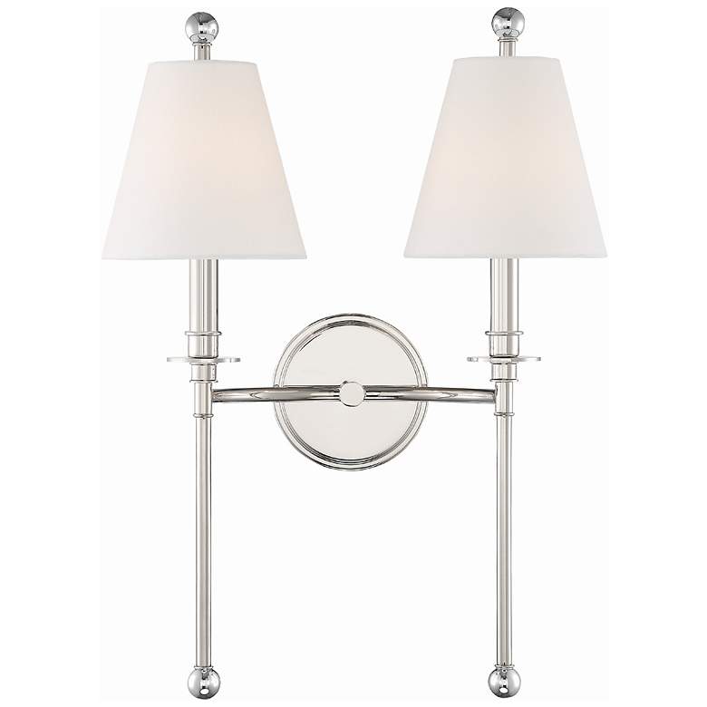 Image 1 Crystorama Riverdale 14 1/2"H Polished Nickel 2-Light Wall Sconce