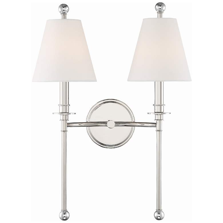 Image 1 Crystorama Riverdale 14 1/2 inchH Polished Nickel 2-Light Wall Sconce