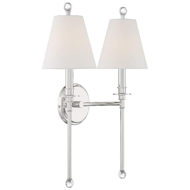 Image 2 Crystorama Riverdale 14 1/2"H Polished Nickel 2-Light Wall Sconce more views