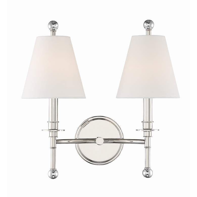 Image 2 Crystorama Riverdale 14 1/2"H Polished Nickel 2-Light Wall Sconce more views