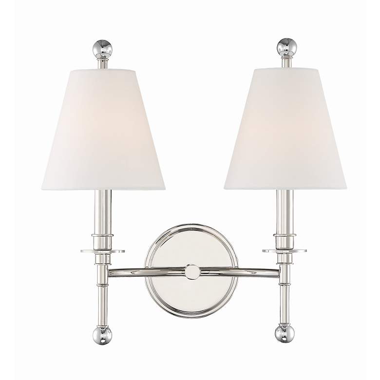 Image 2 Crystorama Riverdale 14 1/2 inchH Polished Nickel 2-Light Wall Sconce more views