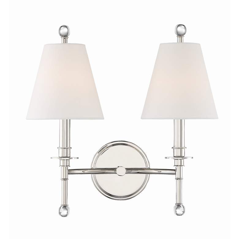 Image 3 Crystorama Riverdale 14 1/2"H Polished Nickel 2-Light Wall Sconce more views