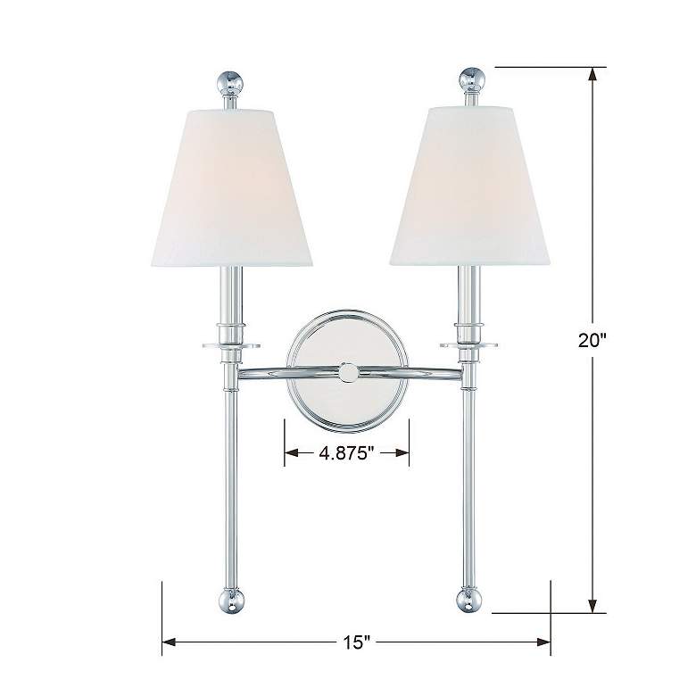Image 5 Crystorama Riverdale 14 1/2"H Polished Nickel 2-Light Wall Sconce more views