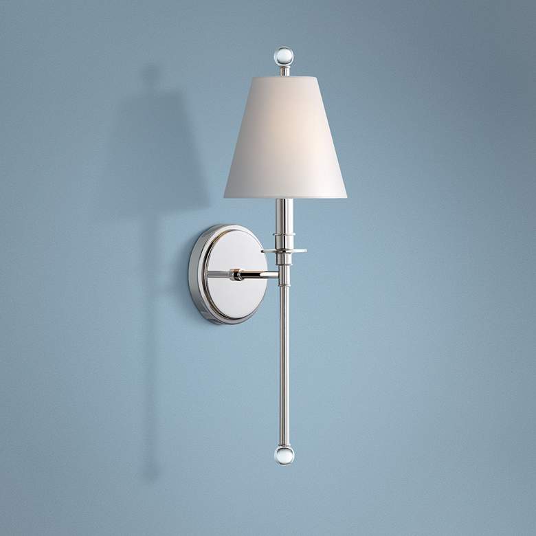 Image 1 Crystorama Riverdale 14 1/2 inchH Polished Nickel Wall Sconce