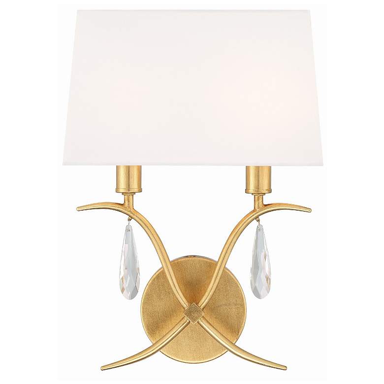 Image 1 Crystorama Rollins 14" High Antique Gold 2-Light Wall Sconce