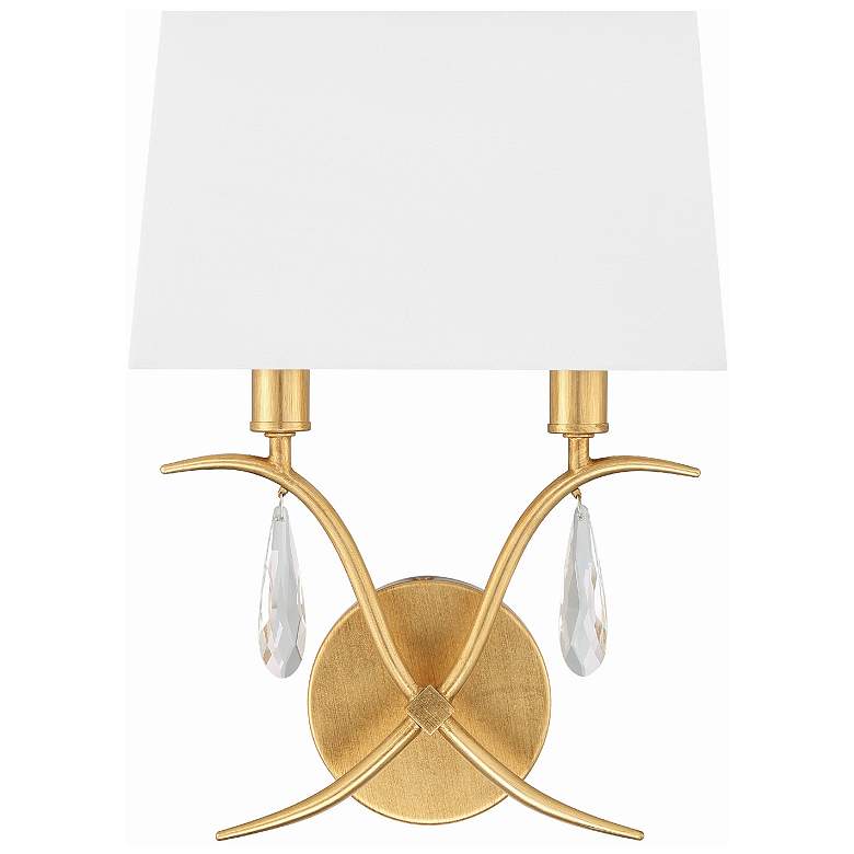 Image 2 Crystorama Rollins 14" High Antique Gold 2-Light Wall Sconce more views