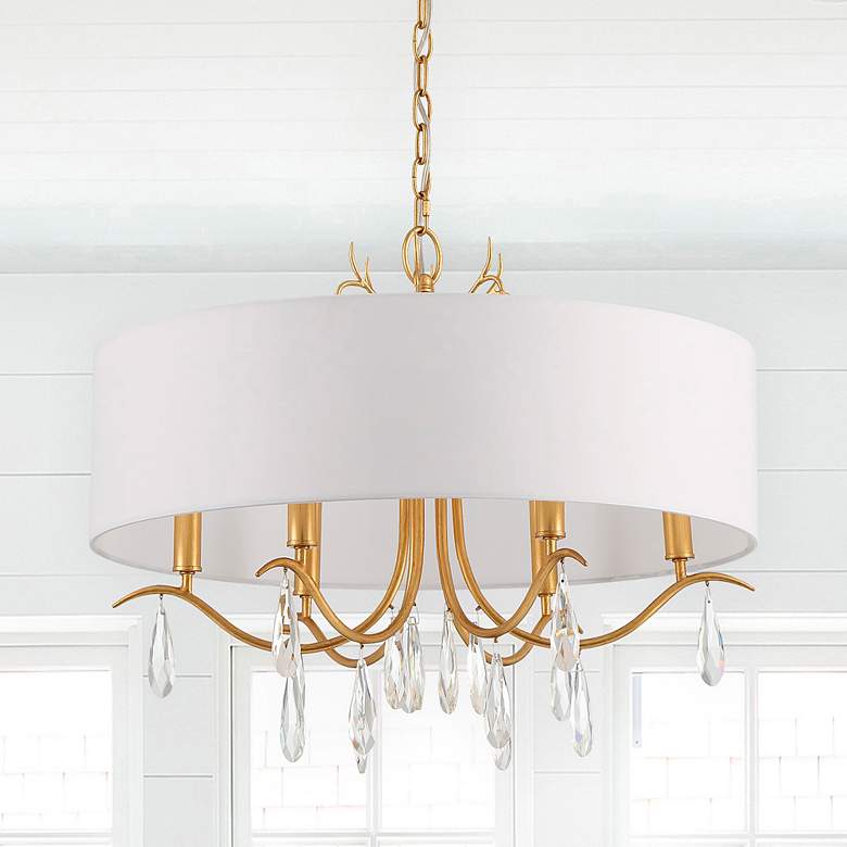 Image 1 Crystorama Rollins 24"W Antique Gold 4-Light Drum Chandelier